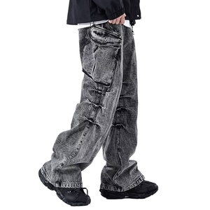 Pantalones Cargo de Cintura Alta con Efecto Desgastado, Corte Holgado, Largos, de Algodón, Estilo Urbano, Pantalones de Mujer, Estilo Hip Hop, Ropa de Otoño - Product Image 3