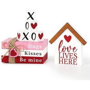 Scaffale in Legno a Più Livelli XOXO, Decorazione da Tavolo Autoportante per San Valentino, Insegna da Parete - Product Image 1