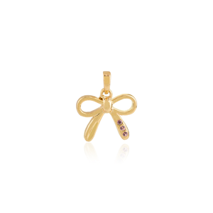 Elegante Conjunto Gypsy de Diseño Novedoso con Zafiro Rosa, Colgante Minimalista con Lazo, Oro Amarillo Real de 14K, Joyería para Uso Diario, Proveedor - Product Image 1
