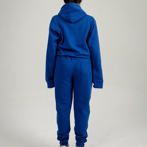 Ensemble deux pièces pour femme : sweat à capuche court et pantalon de jogging en molleton bleu roi, coupe décontractée, idéal pour l'hiver - Product Image 5