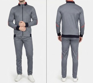 Conjunto Deportivo Gris para Hombre, Manga Larga, Cuello Alto, Transpirable, Poliéster y Algodón, para Otoño, Corte Regular, Color Sólido - Product Image 5