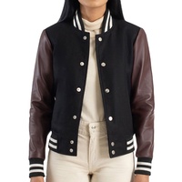 Chaqueta Varsity Personalizada a la Moda para Mujer con Cuello Alto, Forro de Lana y Relleno de Algodón - Chaqueta de Béisbol Ecológica para Escuela Secundaria