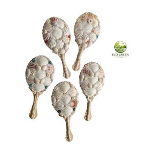 Espejo de Mano Hecho a Mano con Conchas Marinas Naturales, Espejo Decorativo de Conchas de Perla para Decoración de Hogar Costero, Regalo de Boda, Espejo de Bronce Personalizado - Product Image 2