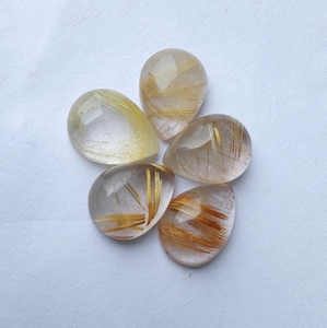 Cabochon en forme de poire, taille MM, Rutile doré naturel, pierre précieuse de haute qualité pour la fabrication de bijoux, toutes tailles - Product Image 5
