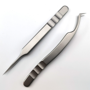 Pince à cils courbée en acier inoxydable à pointe lisse pour greffe de cils, outils de précision pour cils, pointes courbées, droites et biseautées, OEM - Product Image 3