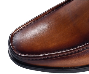 Nueva llegada de los hombres italianos Zapatos de vestir de cuero de grano completo Oxfords Business Casual Slip-On Mocasines estilo para todas las estaciones Formal - Product Image 6