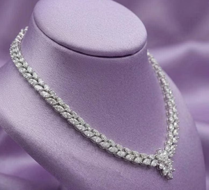 Collier de luxe en moissanite marquise, pendentif fleur, argent 925 plaqué rhodium, bijoux de mariage pour femmes - Product Image 1