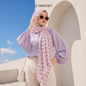 Pañuelo Hijab Ceruty con Estampado de Puntos de Polka Dot de Shouqin Dottie, Elegante y sin Esfuerzo, Pañuelo Floral para Mujeres Musulmanas, Venta al por Mayor - Product Image 6