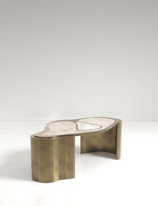 Mesa de centro de diseño moderno en latón con incrustaciones de ágata, mesa de centro de lujo de diseño contemporáneo en latón. - Product Image 6