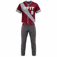 Ensemble uniforme de baseball personnalisé avec logo, maillot à manches courtes et pantalon, 100 % polyester, UPF 50+, grande taille, kit sportif à séchage rapide