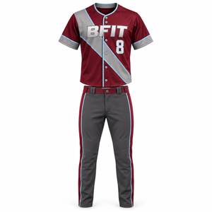 Ensemble uniforme de baseball personnalisé avec logo, maillot à manches courtes et pantalon, 100 % polyester, UPF 50+, grande taille, kit sportif à séchage rapide - Product Image 2