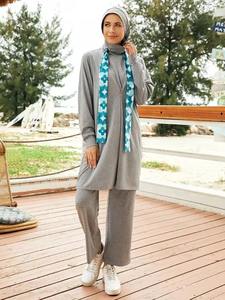 Conjunto Deportivo Modesto para Mujer con Cierre y Bolsillos, Conjunto de Gimnasio Musulmán de Secado Rápido, Ropa Deportiva Musulmana para Mujer - Product Image 2