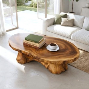 Wholesale Handmade Natural Wood <b>Coffee</b> <b>Table</b> Durable Japandi Wabi-Sabi Decor Organic Modern Live Edge - Product Image 2