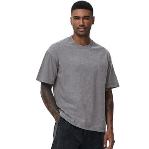 T-shirts en coton surdimensionnés pour hommes, coupe ample, effet vintage, unisexe, manches courtes, décontractés - Product Image 6