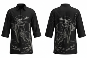 Chemise longue surdimensionnée à imprimé graphique abstrait personnalisé, tendance et décontractée - Product Image 3
