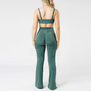 Wholesale Custom Made Yoga Mid Waist Casual Women <b>Flare</b> <b>Legging</b> High Quality Eco-Friendly Breathable Spandex/Polyester - Product Image 4