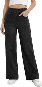 High <b>Waist</b> Wide Leg Cotton Pants Women Full Length Loose Fit Casual Style <b>With</b> Pockets Button Fly Solid Color Summer Wear - Product Image 2