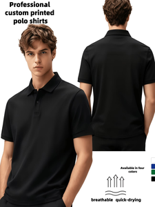 Custom Printed Men's Polo Shirt Black Breathable Quick Dry Work Fashion Uniform Screen Printing Polyester Oeko-Tex Certified Oem - Product Image 3