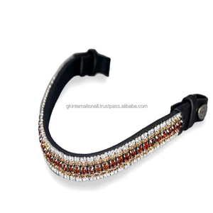 Logotipo personalizado cristales hechos a mano diamantes de imitación mega Bling banda de cejas de caballo de cuero para brida al por mayor fabricante - Product Image 5