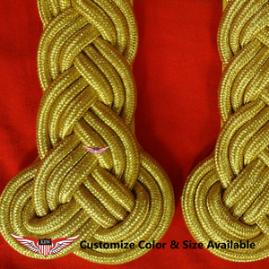 KEW Eco-Friendly Vintage Embroidered Mylar Thread Gold <b>Braided</b> Epaulettes Luxury Customizable Shoulder Board Garment <b>Accessory</b> - Product Image 2