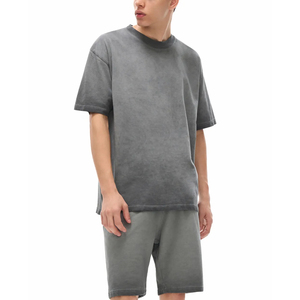 Street Wear Custom Sublimated Breathable 100% Cotton <b>Twin</b> <b>Set</b> Solid T-shirt and Short Men Oversized Summer Tees Men Shorts <b>Set</b> - Product Image 1