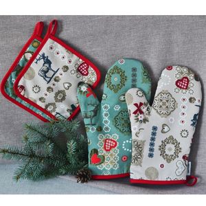 Le dernier ensemble de gants de four et de porte-casseroles en coton imprimé de Noël pour le fournisseur d'utilisation du four en Inde - Product Image 5