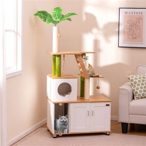 Torre per Gatti di Lusso in Legno Massello con Armadietto, Grande Cuccia per Gatti con Tiragraffi in Sisal e Legno per Uso Domestico - Product Image 4