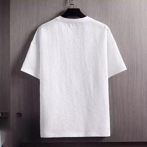 Camiseta de Manga Corta Holgada de Seda Fría para Hombre, Tallas Grandes, Diseño de Logotipo Personalizado, Casual y Versátil, para Verano - Product Image 4
