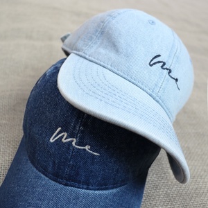 Casquettes de baseball déstructurées 6 panneaux en denim sergé de haute qualité, style rétro, avec logo brodé personnalisé, vintage, décontractées, sportives, effet délavé, type « Dad Hat » - Product Image 3