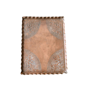 Bandeja de cobre ovalada de estilo antiguo, plato de metal con grabado floral hecho a mano, plato de cobre vintage para decoración del hogar y restaurantes de hotel. - Product Image 2