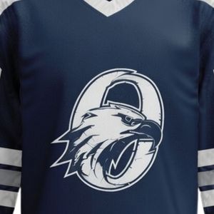 Maillot de hockey sur glace sublimé blanc marine pour hommes, en polyester imprimable, col en V, manches longues, uniforme de sport, tenue d'entraînement - Product Image 5