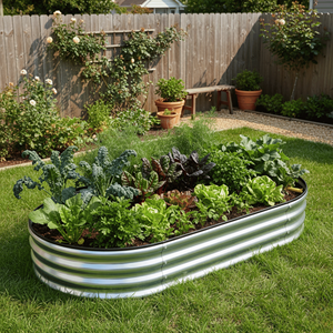 Camas de Jardín Elevadas de Acero Galvanizado al por Mayor, Diseño Modular Ovalado para Exteriores, Camas de Jardín para Vegetales, Suministro de Fábrica GB016 - Product Image 4