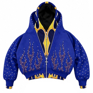 Ensemble de survêtement pour homme avec strass et cristaux, veste à capuche et pantalon de jogging, vêtements de sport élégants, streetwear décontracté, mode - Product Image 5