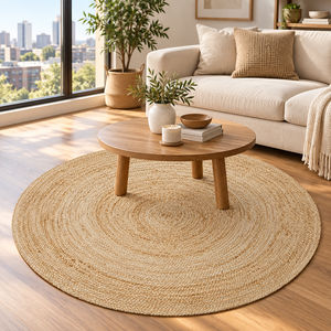 Round Jute <b>Rug</b> Hand-Knotted Floral Pattern Non-Slip Eco-Friendly Modern Style for Hallway <b>Bedroom</b> Living Room Large Size - Product Image 6