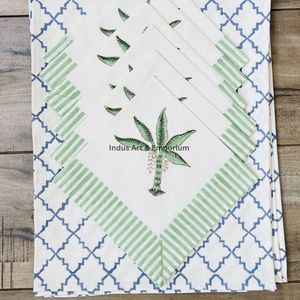 Classic Handmade Cotton Place Mat with Palm Tree Print Geometric Border Machine Washable for Home Use - Product Image 3