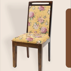 High-Quality Solid Wooden Legs With Florals Printed Cotton Upholstered Modern Design Dining Chair For Restaurant & Banquet Halls - Product Image 2