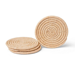 Sous-verres ronds en jonc de mer tressé faits à la main avec couvercle, ensemble de décoration de table bohème, fabriqué au Vietnam par HNH Craft - Product Image 3