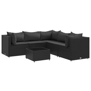 Ensemble de salon de jardin en rotin PE noir avec structure en acier thermolaqué et verre trempé pour les aménagements de jardin - Product Image 2