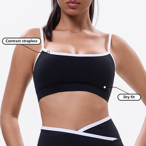 Ensemble de yoga uni pour femme, legging taille haute et crop top, sans couture, en Spandex et Polyester, 2 pièces, tenue de sport, col carré, fitness - Product Image 4
