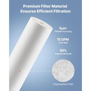 Cartuccia di Ricambio per Filtro Acqua Domestico a 3 Stadi 4.5'' X 20'', Filtro Sedimenti in Polipropilene, Blocco di Carbone per Acqua Domestica - Product Image 3