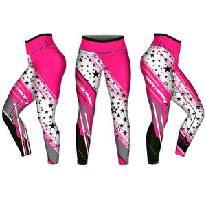 Leggings de sport rose, blanc, noir, imprimé étoiles, extensibles, respirants, pantalons de yoga pour femmes, toutes saisons, tricotés en spandex et polyester - Product Image 1