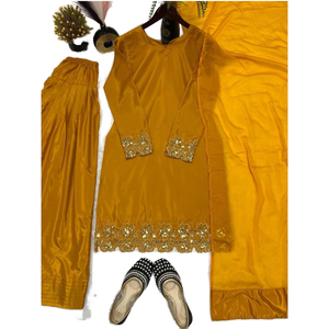 Conjunto de Top, Pantalón y Dupatta para Fiesta de Diseñador para Mujer, Elegante y con Estilo - Product Image 1