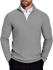 Pull de sport pour homme en molleton de coton écologique, col roulé zippé, imprimé, pour l'hiver, tenue décontractée - Product Image 1