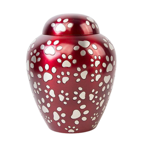 Premium Pet <b>Memorial</b> Urn White Dom Top with Black Paw Design Metal Funeral Supplies <b>Keepsake</b> Cremation Urn - Product Image 6