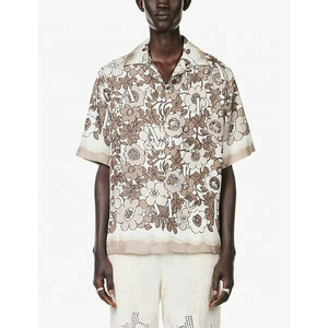 Ensemble de chemises hawaïennes personnalisées à motif floral intégral, chemise boutonnée à manches courtes en flanelle imprimée pour homme, idéale pour le camping d'été - Product Image 1