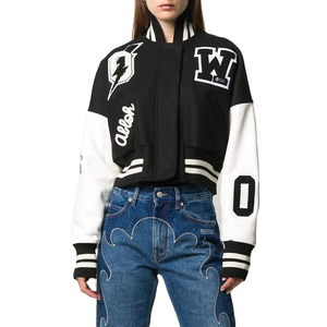 Custom Logo Women Cropped Varsity <b>Jacket</b> High Quality Chenille Embroidery <b>Patches</b> Baseball <b>Jacket</b> - Product Image 4