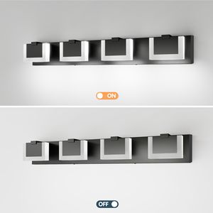 Modern 4-<b>Light</b> LED Bathroom Vanity <b>Light</b> Black Wall <b>Light</b> Fixture with <b>up</b> & Down Lighting 6000K for Bathroom Over <b>Mirror</b> - Product Image 5