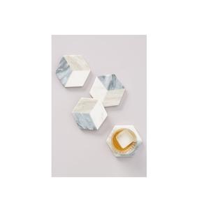 Elegante juego de posavasos de mármol con soporte metálico para una presentación organizada y fácil acceso. - Product Image 3