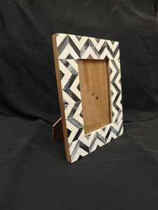 Handmade Bone Inlay Photo <b>Frame</b>, <b>Black</b> White Chevron Pattern Picture <b>Frame</b> For Decor - Product Image 5