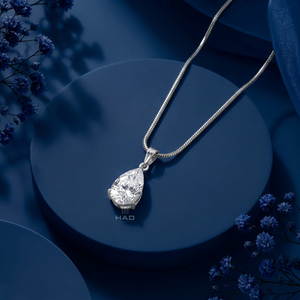 Collar con colgante de diamante cultivado en laboratorio, oro blanco, solitario, forma de lágrima, elegante, joyería fina, regalo para mujer, lujo y brillo. - Product Image 6